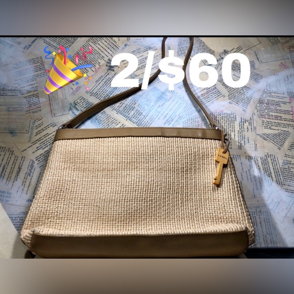 Fossil Handbags - 🎉 Fossil Vintage Leather & Woven Straw